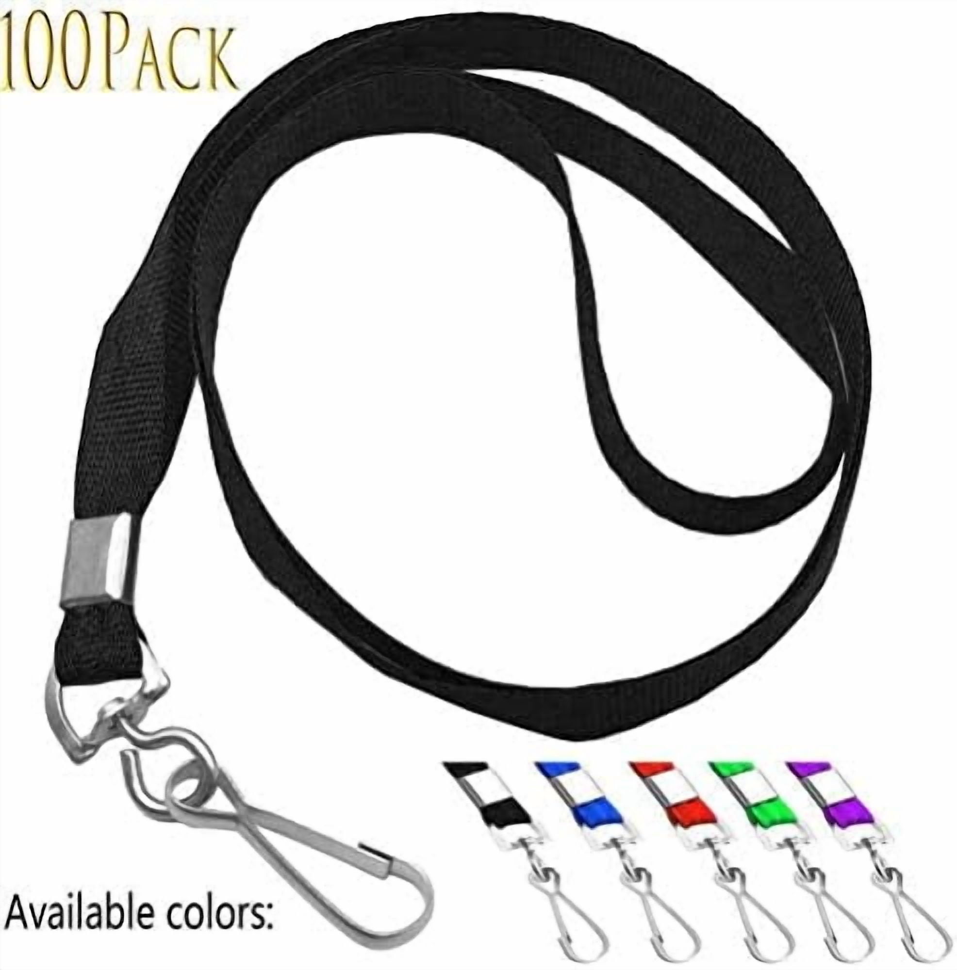 Lanyards 100 Pcs Lanyard for Id Badges Flat Lanyard with Badge Clip J-Hook