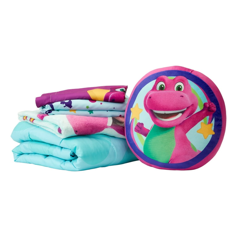 Barney Toddler Bedding, 5Pc Set, Comforter, Sheet, Pillowcase