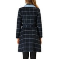 thumbnail image 3 of Unique Bargains Women's Plaid Coat Fall Shawl Collar Check Coat, 3 of 6