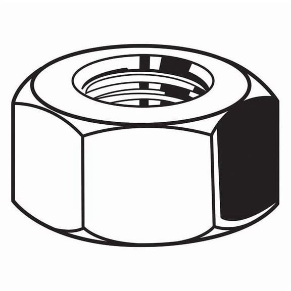 Hex Nut, 1"-8, Steel, Grade 5, Plain, 55/64 in Ht, 5 PK