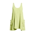thumbnail image 6 of Nmnitkp Women's Crinkle Sleeveless Tank Dress, Round Neck Tie Back Loose A-Line Mini Dress with Pockets, Casual Summer Dress for Beach, Vacation & Daily Wear Yellow,XXL, 6 of 7