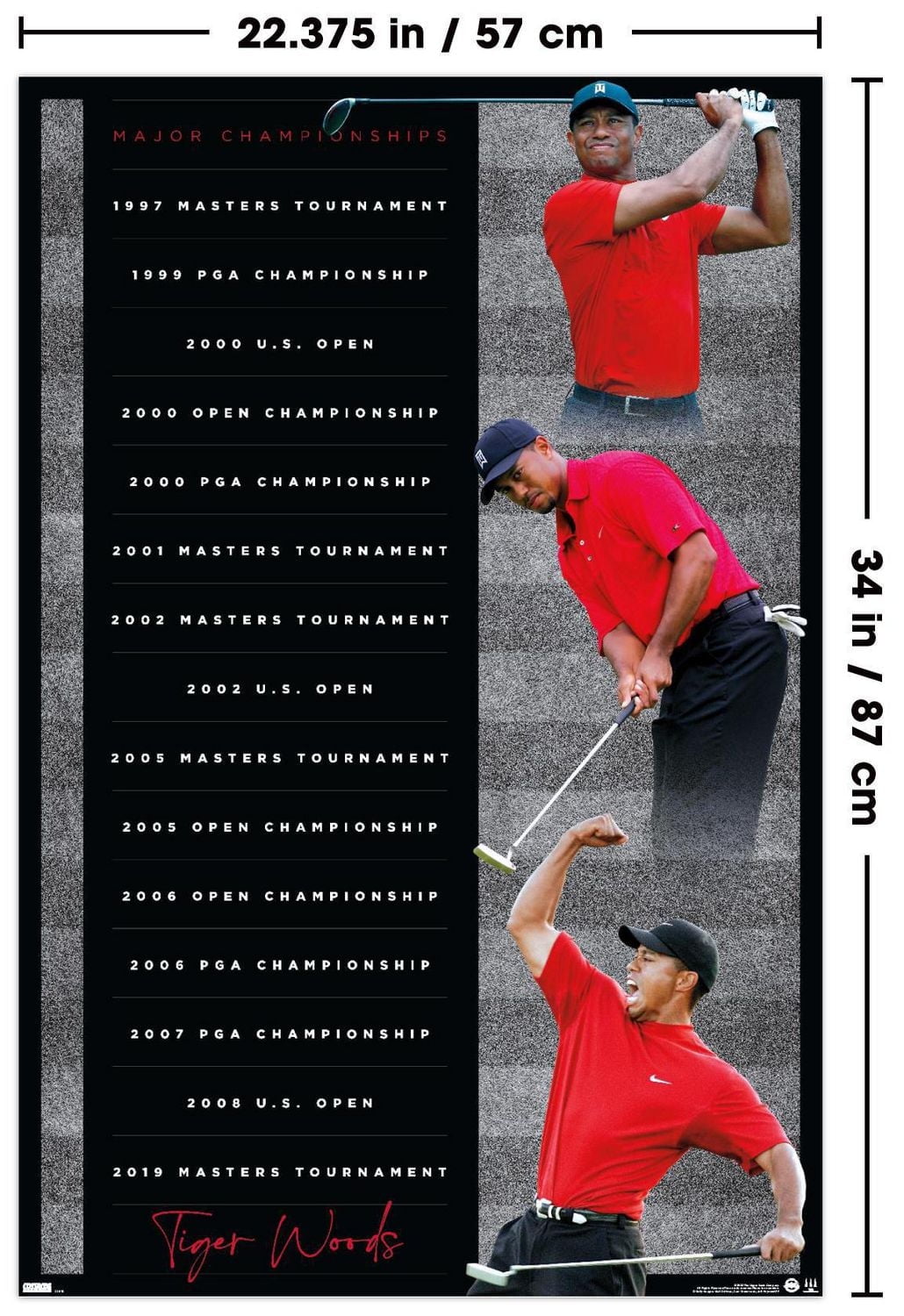 Tiger Woods - Majors Wall Poster, 22.375" x 34"