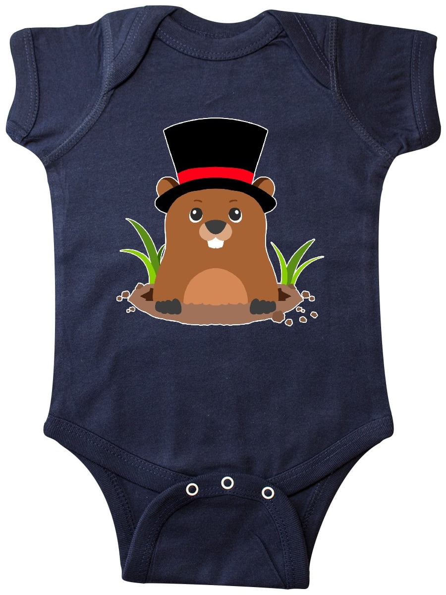 INKtastic Groundhog Day with Groundhog in Top Hat Infant Creeper