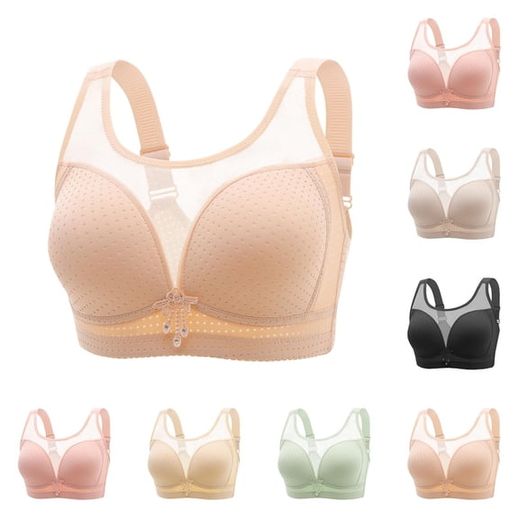 Paiwinds Bralette for Women Front Closure Wirefree Plus Size Breathable Mesh Comfort Everyday Underwear, Size 36BC-44BC