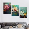 thumbnail image 4 of Nawypu  Flower Canvas Wall Art for Living Room, Colorful Floral Wall Decor for Bedroom, Watercolor Lotus Painting, Print Picture Decoration Gift for Girl, 12''x16''X3 Panels, 4 of 4