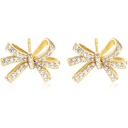 Z ZACH ZACH Gold Bow charm Earrings, For Women, Cubic Zirconia Bowknot Stud Earrings Statement Party Jewelry for girls