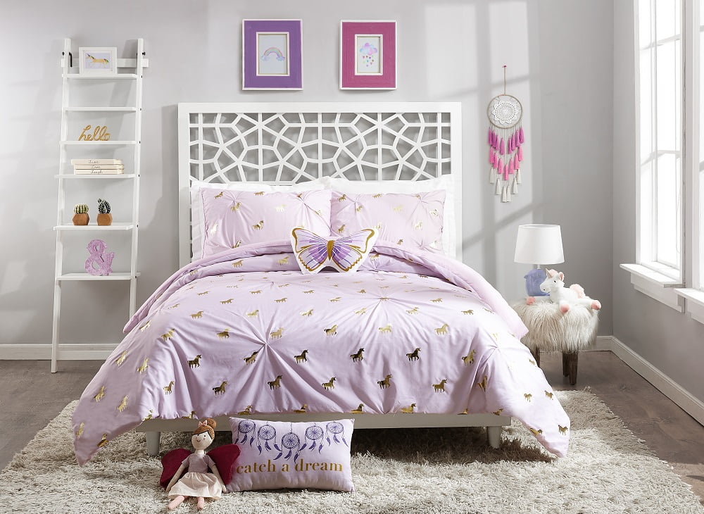 Unicorn Comforter Set - 4 Pc. Girls Bedding Set - Full/Queen - Walmart.com