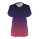 thumbnail image 5 of Camiseta de Base de Impresión de Manga Corta con Cuello en V para las Mujeres, Más Tamaño Estante de Imitación Casual Superior, 5 of 9