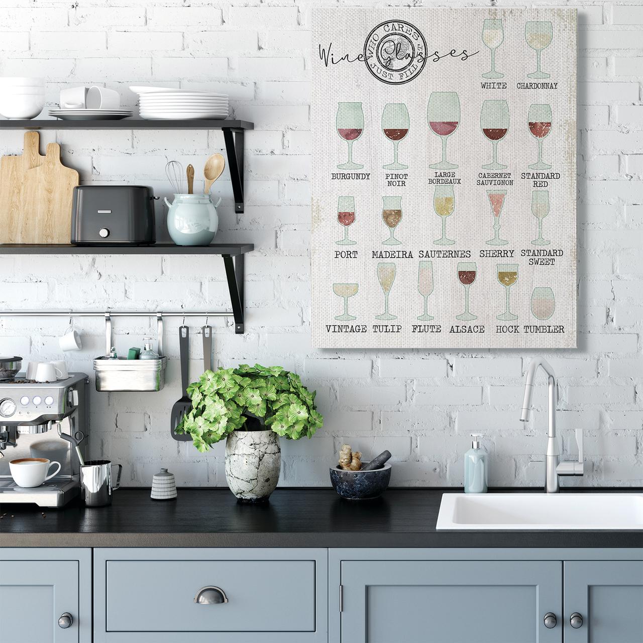 Stupell Industries Wine Glasses Chart Infographic Kitchen Home Design Canvas Wall Art by Daphne Polselli