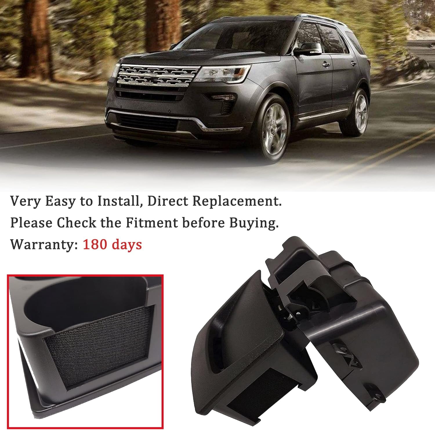 NOVAPARTS Rear Seat Center Console Cup Holder Black for 2011 2012 2013 2014 2015 2016 2017 2018 2019 Ford Explorer GB5Z7813562BA GB5Z-7813562-BA