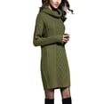 thumbnail image 3 of Fashnice Robe Chandail pour Femmes, Mini Robe à Enfiler, Col Roulé, Ample, Chaude, Vert Armée 3TG, 3 of 4