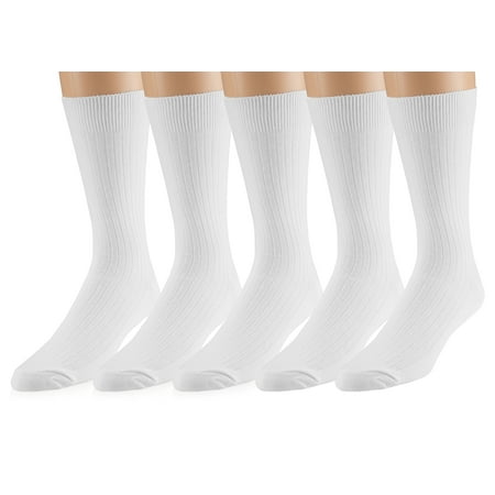 EMEM Apparel Women s Ladies Casual Soft Ribbed Cotton Knit Classic Mid Calf Crew Dress Hosiery Socks 5-Pack White 9-11