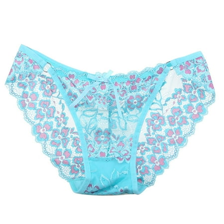 

Follure Women Embroidery Lace Panties Sexy Low-Waist Briefs Thong G-String Lingerie