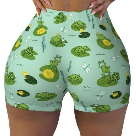 Workout Shorts Women  Froggs In The Lake Biker Shorts for Women Running Gym Spandex Shorts Tummy Control