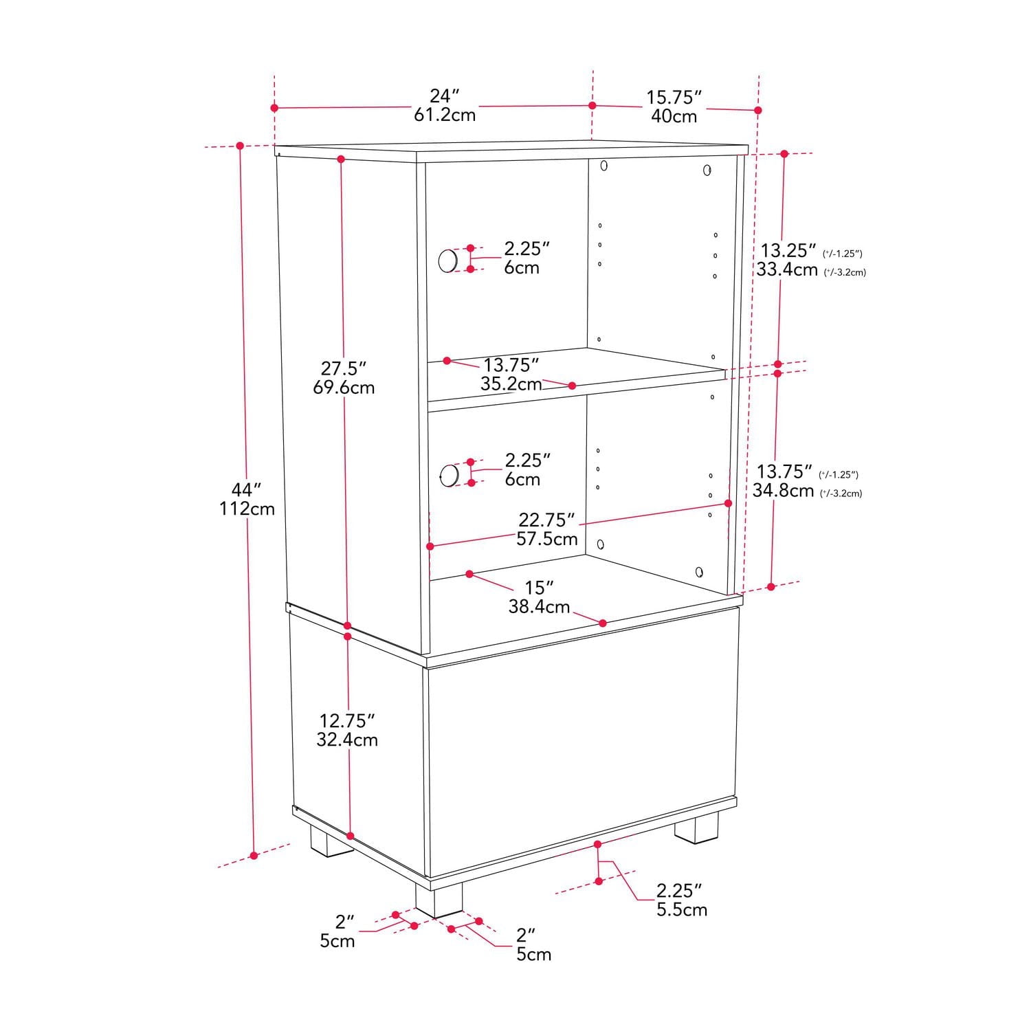 Hollywood Dark Grey Faux Wood 44" H Media Stand with Open & Closed Storage
