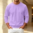 thumbnail image 6 of Domuza Mens Warm Fleece Crewneck, Long Sleeve Pullover Sweatshirt, Relaxed Fit Top for Everyday Wear - Light Purple 3XL, 6 of 6