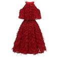 thumbnail image 4 of DailyTrove Women's High-Neck Cape Dress-Short Sleeve-For Wedding Guest-Red & Pink Lace, 4 of 6