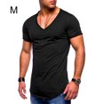 thumbnail image 3 of Qarigey Camiseta de verano de manga corta transpirable con cuello en V de repuesto informal fácil de combinar para adelgazar marido novio ropa Camisetas Negro METRO, 3 of 4