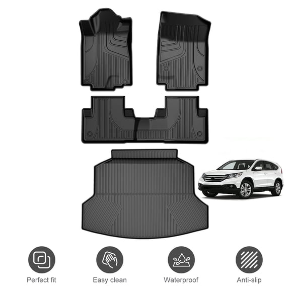Fit for Honda CRV CR-V 2012-2016 LX, SE & EX (Not Fit EX-L & Touring Models) All Weather TPE Floor Mats & Cargo Liner Full Set Car Protection Mats