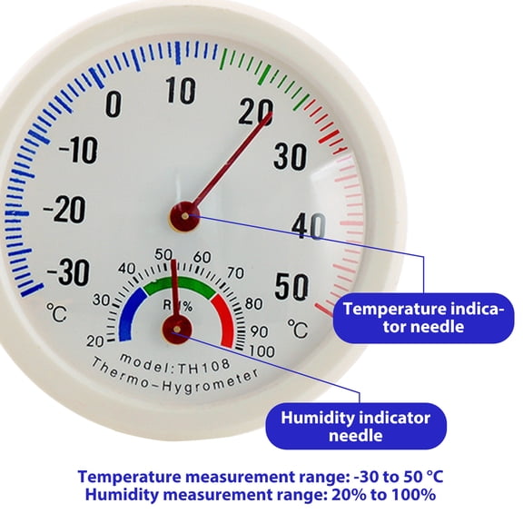 Wall Mount Thermometer Hygrometer, Hanging Analog Temperature Humidity Gauge No Battery Required for Home Greenhouse Warehouse Indoor Outdoor Use