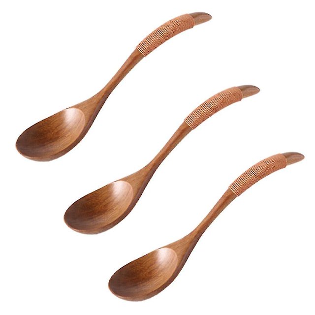 Wooden Spoon Long Handle Solid Wooden Rice Spoon Dessert Spoon Handmade Spoon And Fork Tableware