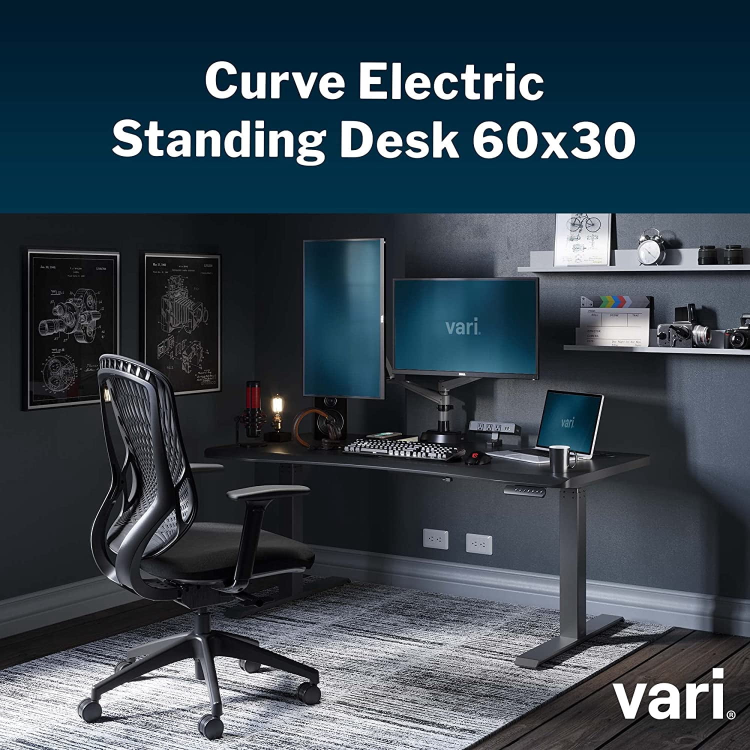 Vari ComfortEdge Electric Standing Stand Up Desk Ergonomic Work and Gaming Table, 72x30” Butcher Block