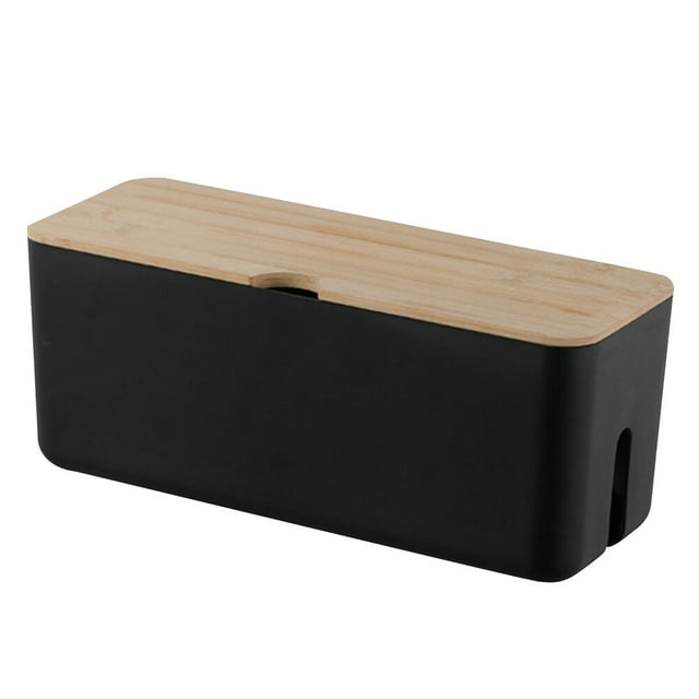 Shisuyan Cord Organizer Box Cord Organizer Black Plastic 1Pcs 34x14Cm