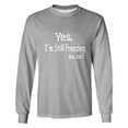 thumbnail image 5 of Feancey Casual Long Sleeve T Shirts for Men Yes I'm Still Freezing Letter Printed Tshirt Big and Tall Fashion Regular Fit Tee Shirt Crewneck Pullover Shirt Gray XL, 5 of 6