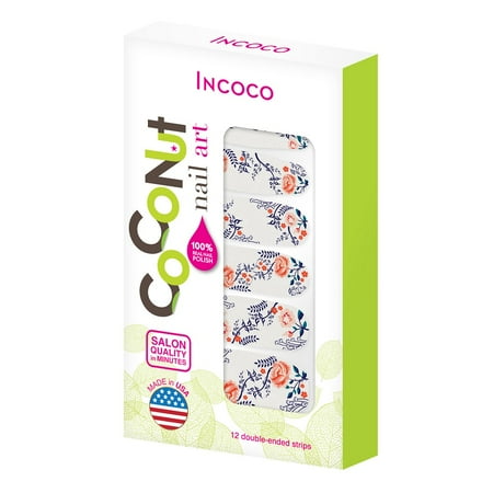 Incoco Coconut Nail Art Double-Ended Nail Polish Strips, Forever Floral, 12 Count