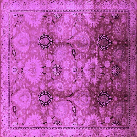 Ahgly Company Indoor Square Oriental Purple Traditional Area Rugs, 5' Square
