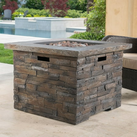 Blaeberry Outdoor Square Natural Stone Fire Pit (Best Natural Stone For Fireplace Hearth)