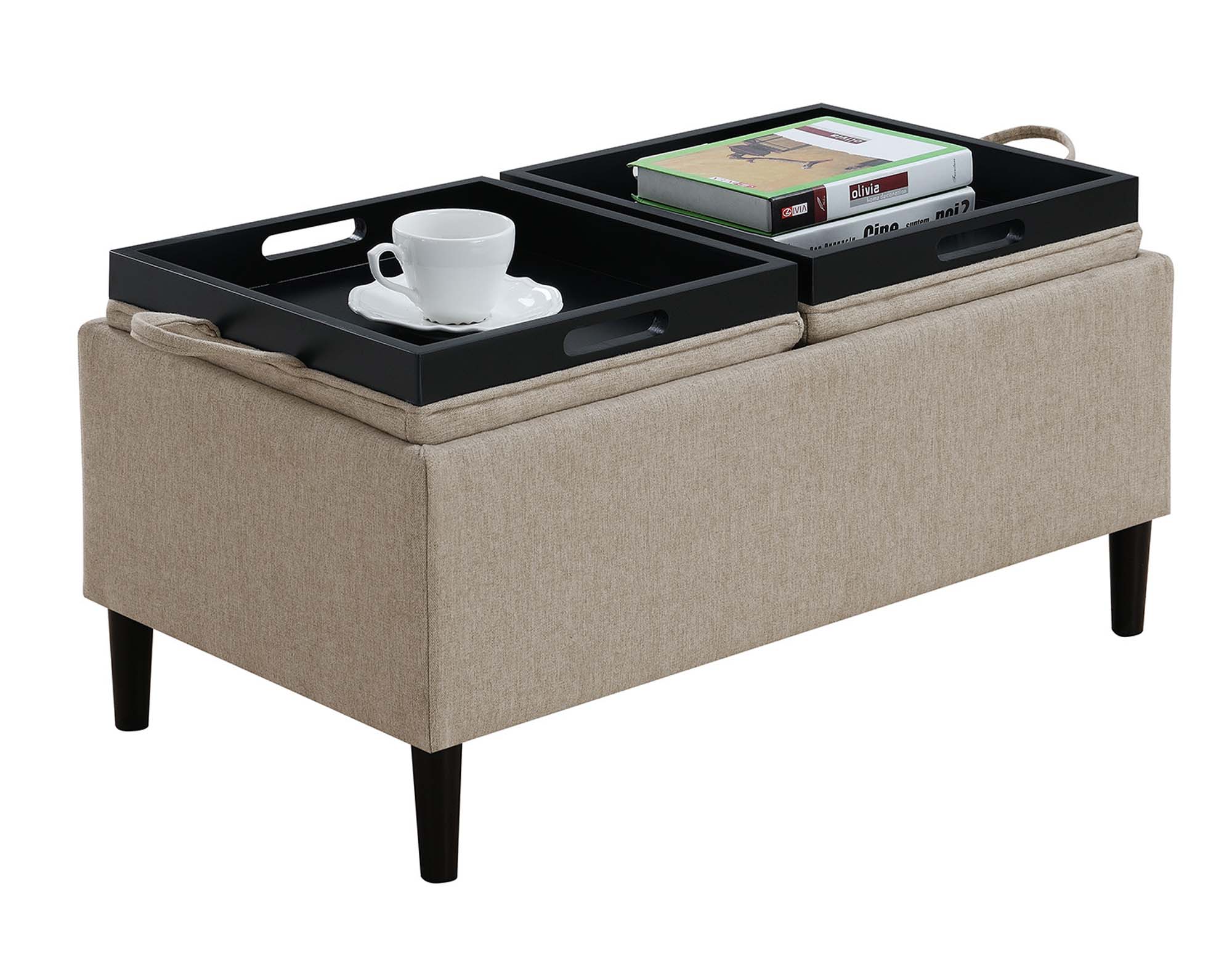 Convenience Concepts Designs4Comfort Magnolia Storage Ottoman with Trays - image 2 of 4