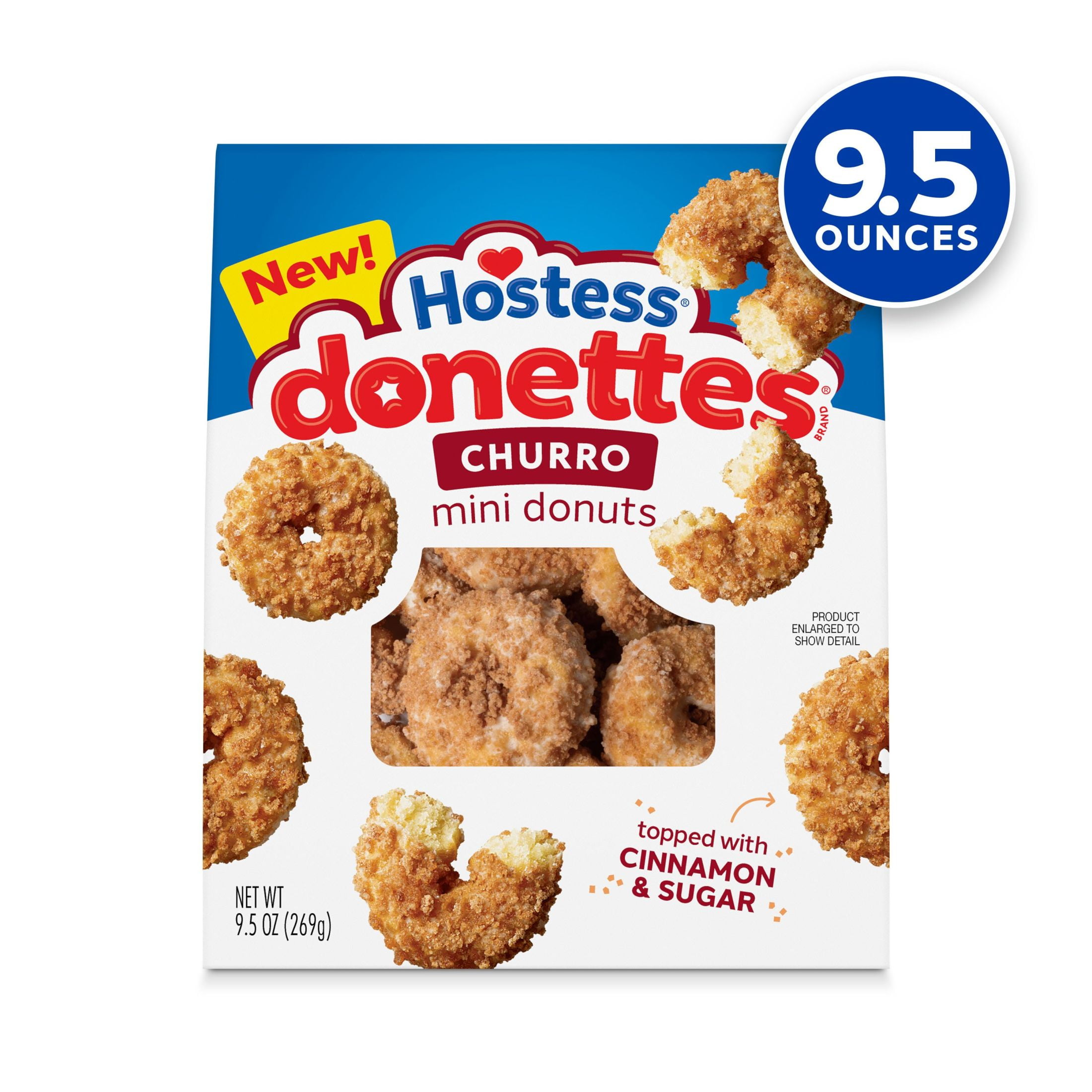 Hostess Donettes, Churro Mini Donuts Topped with Cinnamon Sugar, 9.5 oz Bag
