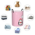 thumbnail image 2 of DouZhe Waterproof Collapsible Large Laundry Baskets, Cartoon New Year Bird Pink Penguin Prints Circular Hamper with Handles, 2 of 7
