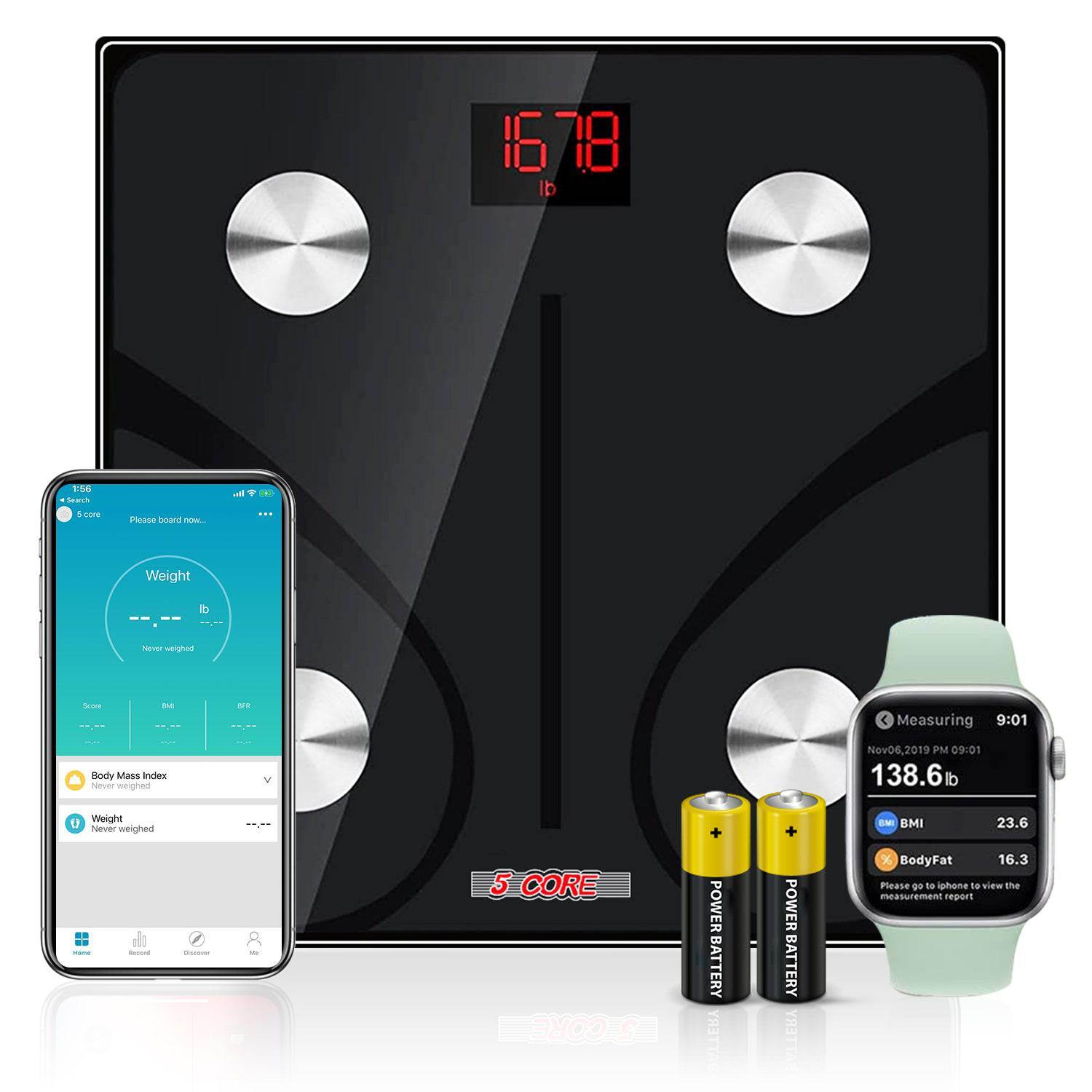 Smart Digital Bathroom Weighing Scale with Body Fat and Water Weight