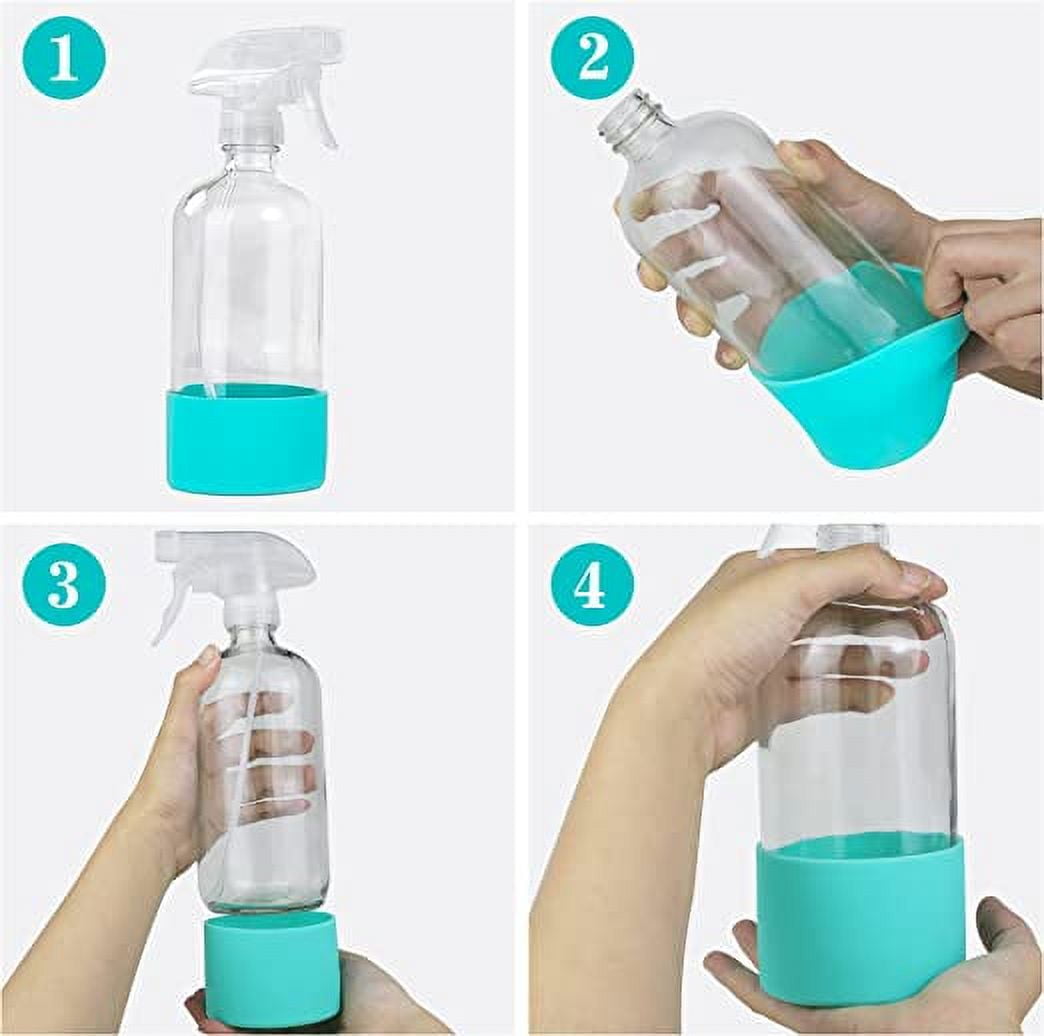 Just Like Joan Glass Spray Bottles for Cleaning Solutions - Empty Spray  Bottles with Silicone Sleeve - Essential Oils, Plants, B