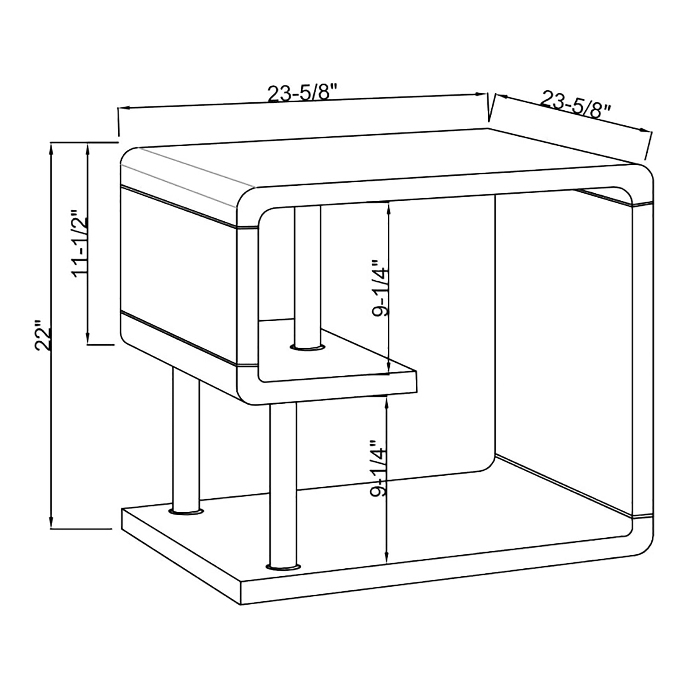 Furniture of America Locke Storage End Table, Glossy Black
