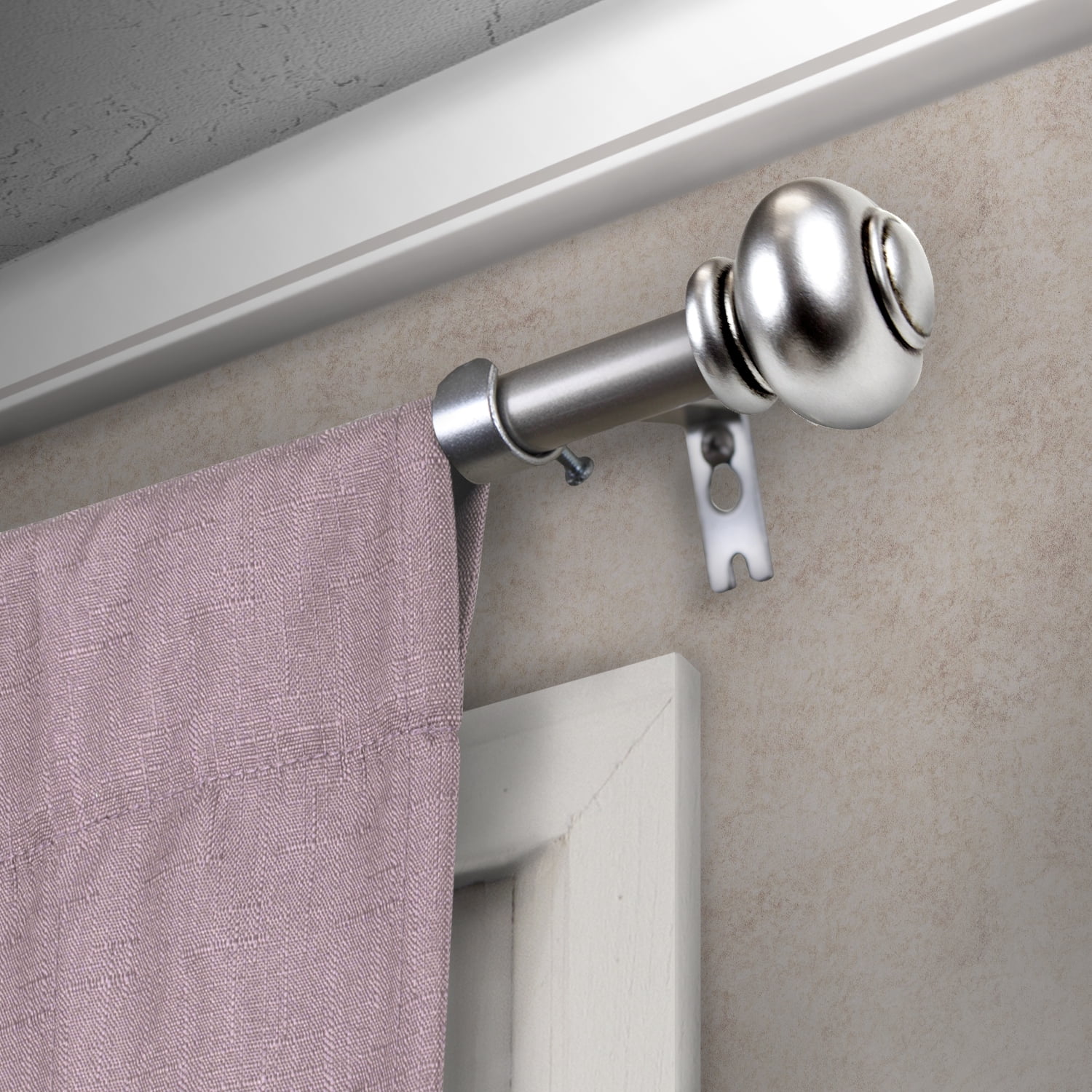 Central Design Products Steel 0.63" Modern Single Curtain Rod, Silver