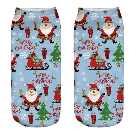 

KSCYKKKD Socks Casual Work Business Socks 3D Christmas Santa Elk Printing Medium Sports Socks