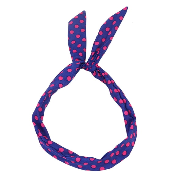 Headbands for Women Fashion Paisley Rockabilly Wired Polka Dot Tartan Retro Scarf Wire Band Lightweight Hair Accessories Blue