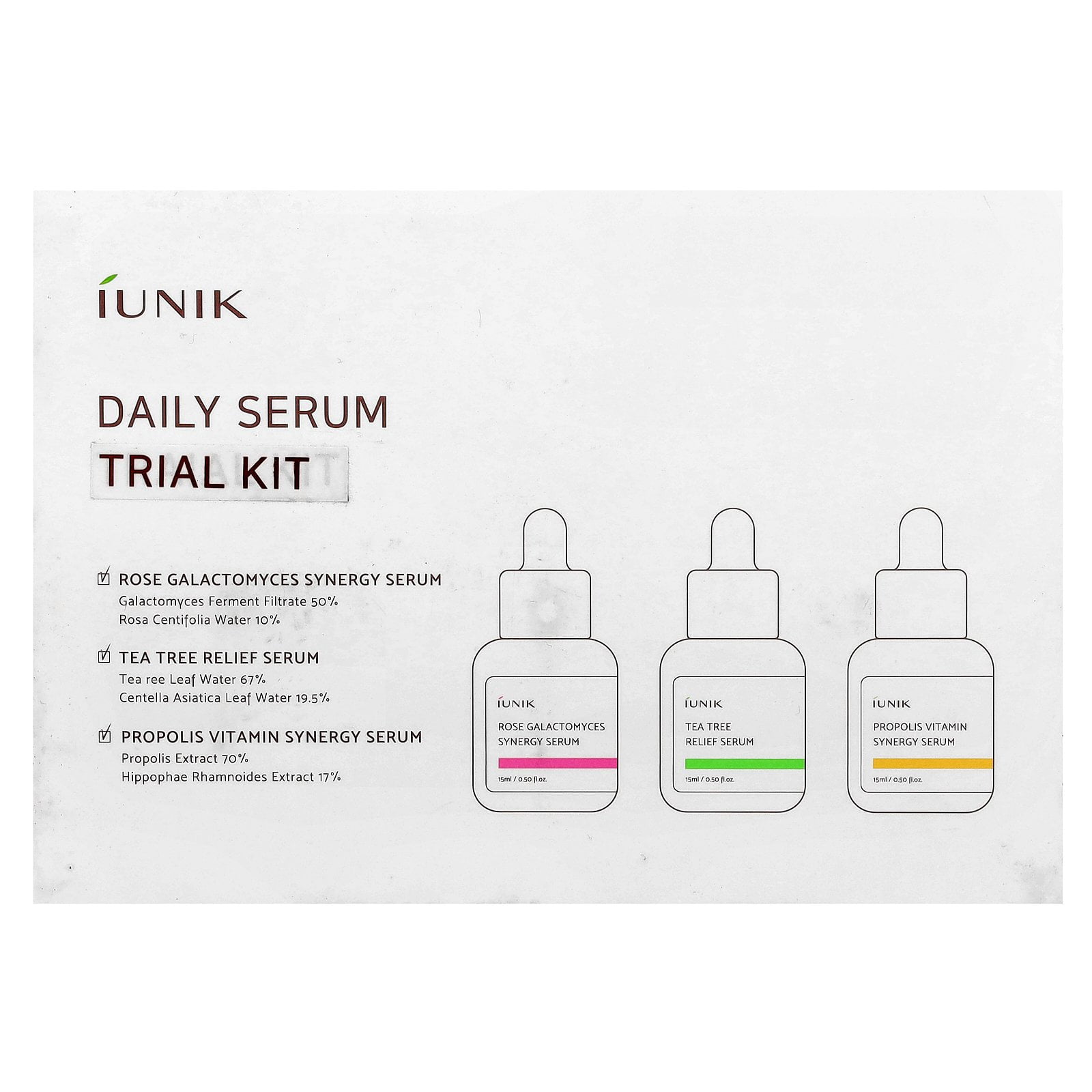 iUNIK Daily Serum Trial Kit, 3 Piece Set