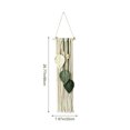 thumbnail image 2 of Macrame Wall Hanging 26.77x7.87 Inch Handwoven Cotton Rope Leaf Tapestry with Wooden Bead Fringe for Bedroom Headboard Living Room Boho Wall Decor, 2 of 6