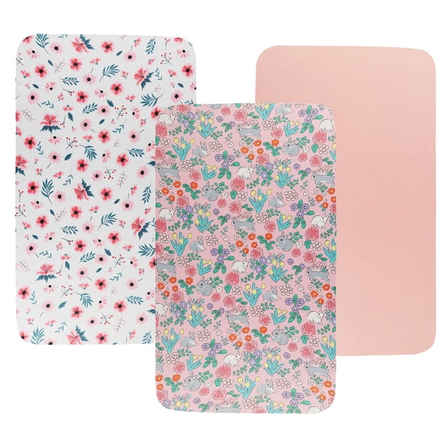 Juego de Sábanas para Moisés Tontukatu 81x48 cm Paquete de 3 Floral Rosa