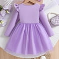 thumbnail image 7 of Frnrwgo Kids Girls Round Neck Dresses, Long Flutter Sleeve Bow Mesh Dress，Fashionable Solid Color Princess Gown, 7 of 7