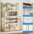 thumbnail image 4 of DWVO 9 Tier Kitchen Bakers Rack with Power Outlets, 39 Freestanding Microwave Stand with Wine Rack & Goblet Holder, Kitchen Storage Shelf Organizer for Home Kitchen, White Gold, 4 of 6