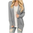 thumbnail image 1 of ICHUANYI Liquidación Blusa informal de manga larga de color para mujer con bolsillo y cárdigan con botones ICHUANYI WER2023082200232, 1 of 5