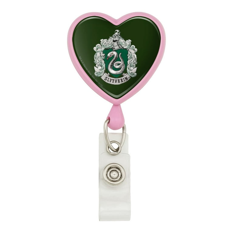 Harry Potter Slytherin Painted Crest Heart Lanyard Retractable Reel Badge  ID Card Holder 