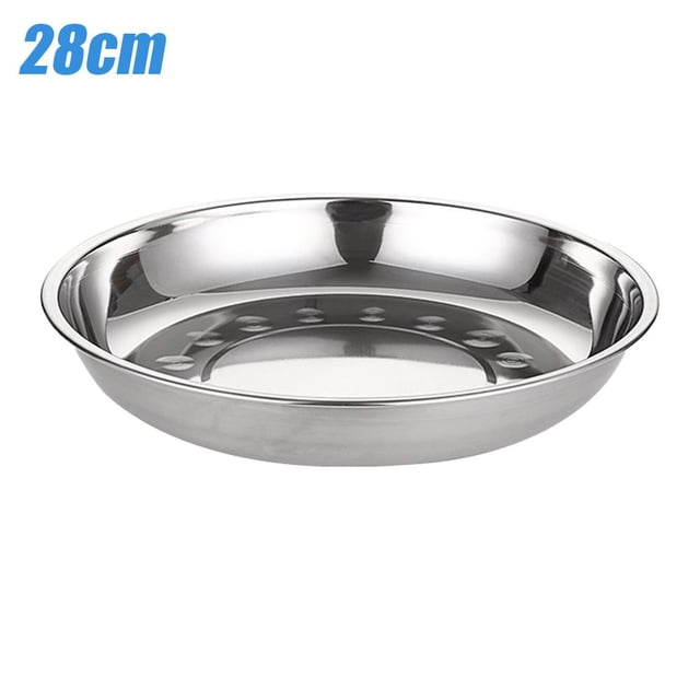 Assiettes Rondes Durables en Acier Inoxydable, Ensemble d'Assiettes de Service Plates Écologiques, Vaisselle en Métal Réutilisable pour le Camping, les Pique-Niques et l'Usage Quotidien, Offertes en 16/18/20/24/28 cm
