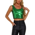 thumbnail image 1 of TOP CROP METÁLICO CON LENTEJUELAS INSPIRE CHIC PARA MUJERES, BRILLO Y SIN MANGAS, TANK TOP DE FIESTA Y CLUB, TALLA XL, VERDE, 1 of 6
