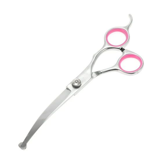 Unique Bargains 1 Pc Round Head Dog Grooming Scissors for Pets Shop 6 Inches Silver Tone Pink Stainless Steel